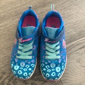 Sketchers Sports Tennis Shoes Blue Leopard